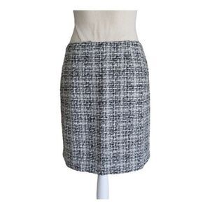 Nine West Black White & Gray Tweed Plaid Mini Skirt